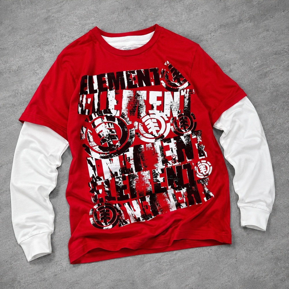 Vintage VTG Y2K 2000's 00's Element Grunge Skater Red Short Sleeve T-Shirt